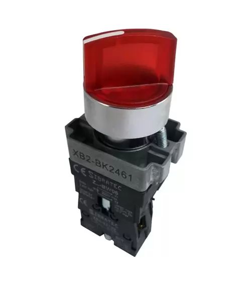 CHAVE SEL ILUMINADA METALICA 2 POS XB2 BK2461 220V VERMELHO SIBRATEC