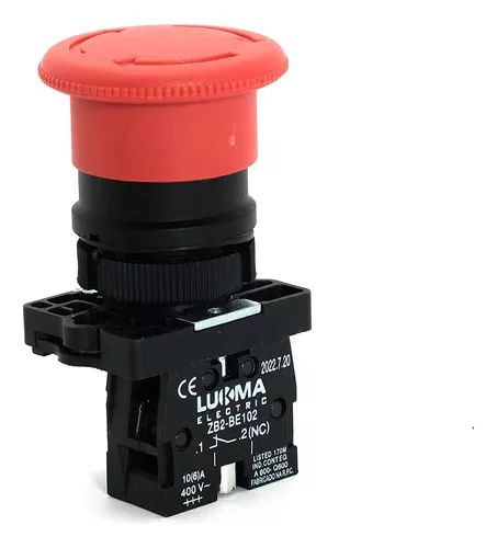 BOTAO EMERGÊNCIA LK2-ES542  PLASTICO VERMELHO GIRA  1NF LUKMA