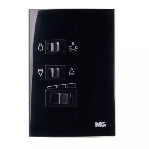 CONJUNTO CONTROLE VENTILADOR 3 VELOCIDADES 127V EBONY MARGIRIUS