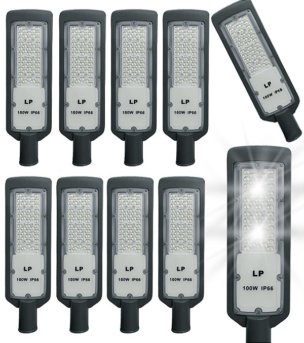 KIT 10 LUMINARIA PUBLICA 100W LED IP66