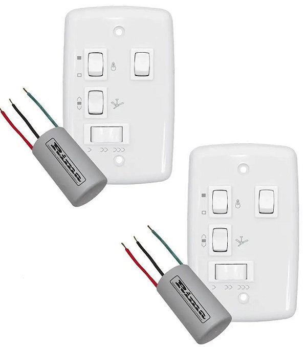 KIT 2 CONTROLE VENTILADOR TETO 3 VEL 2 LAMP 127V 401 RIMA