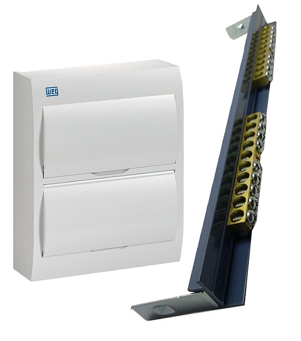 KIT QUADRO + BARRAMENTO DISTRIBUIÇÃO SOB BR 24 DISJ WEG