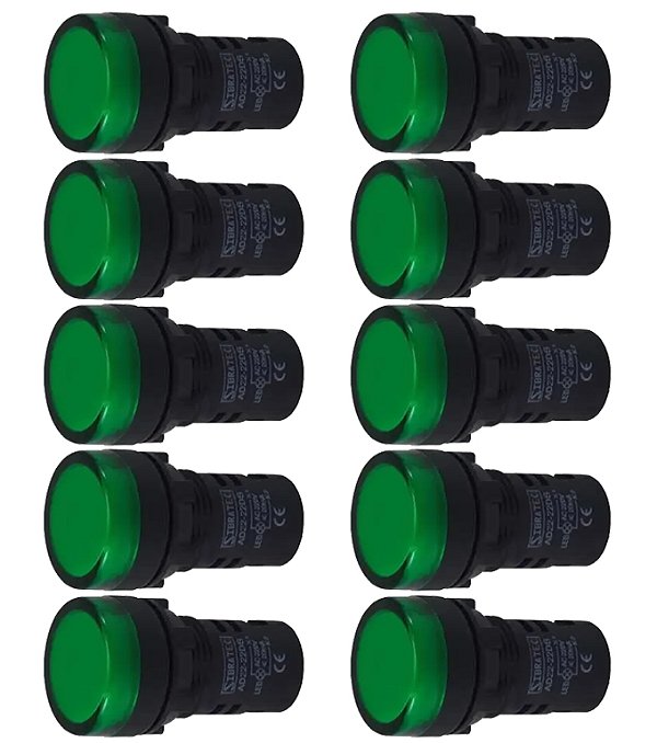 KIT 10 SINALEIRO LED 22MM VERDE 220V STARK