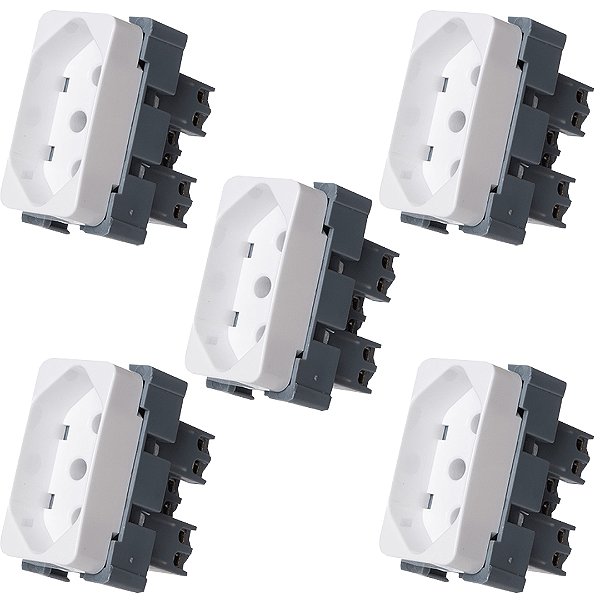 KIT 5 MODULO TOMADA PADRAO BRASILEIRO 2P T 20A-250V BR B3 - MARGIRUS