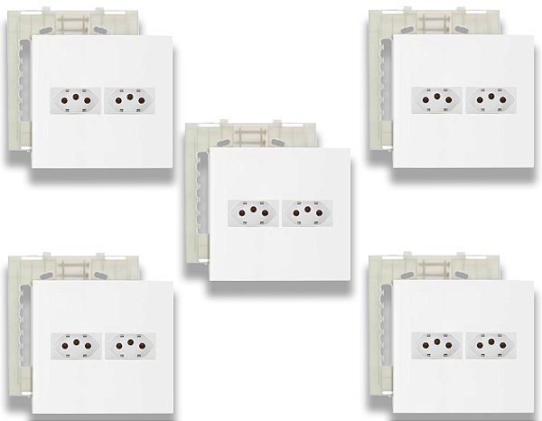 KIT 5 PLACA 4X4 2 POST C/ SUP SLEEK+10 MODUL TOMADA 2P T 10A