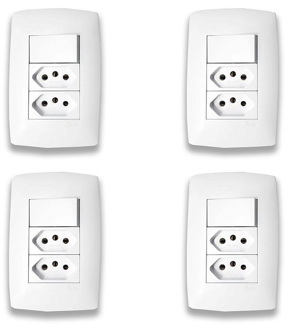 KIT 4 CONJUNTO INTERRUPTOR 10A + 2TOM 2P T 10A  SLEEK MARG