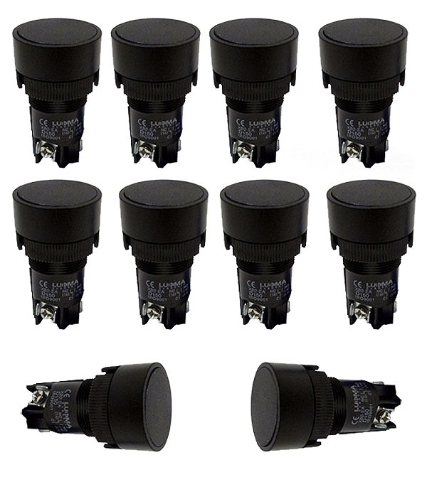KIT 10 BOTAO MONOBLOCO 1NA 1NF LK EA125 PRETO LUKMA