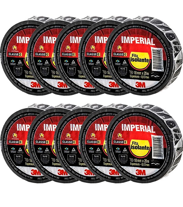 KIT 10 FITA ISOLANTE 3M IMPERIAL 18MMX20MT