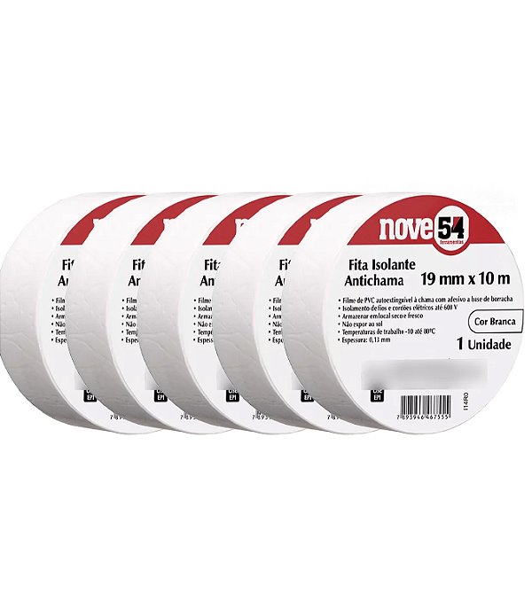 KIT 5 FITA ISOLANTE 19MMX10M BRANCA 954