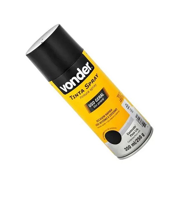 TINTA SPRAY PRETO BRILHANTE 350ML VONDER