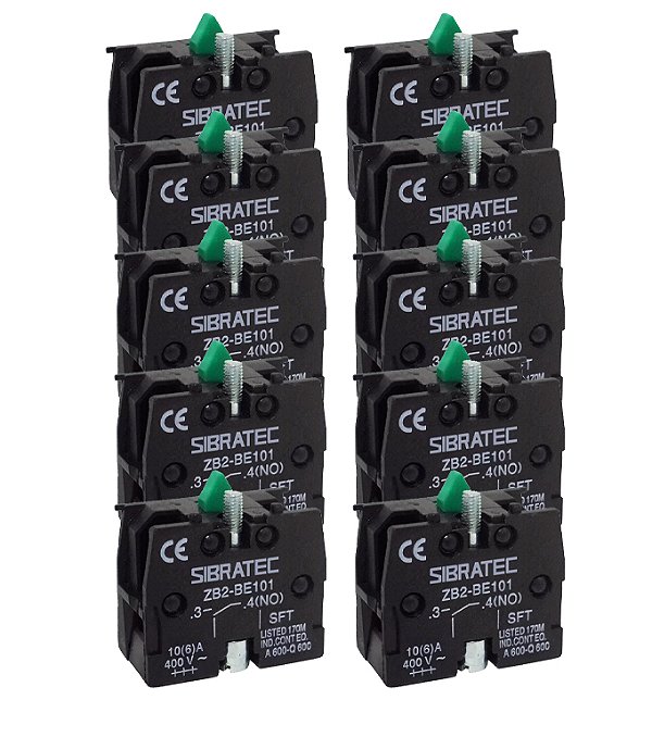 KIT 10 BLOCO CONTATO ZB2 BE 101 1NA VERDE SIBRATEC