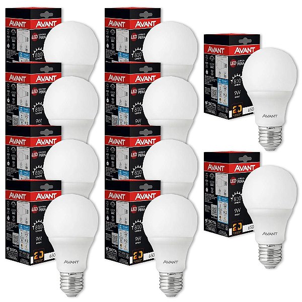 KIT 10 LAMPADA LED BULBO/PERA  09W BRF  6500K AVANT