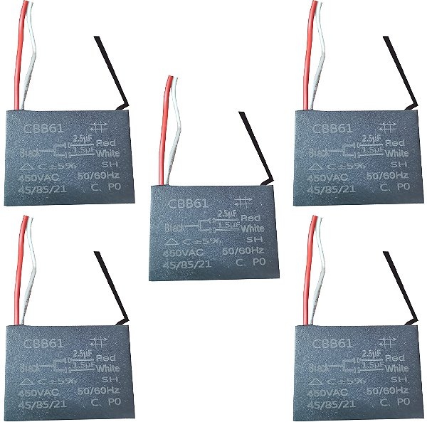 KIT 05 CAPACITOR POLIPROPILENO 1,5 2,5X450V QUADRADO CBB61