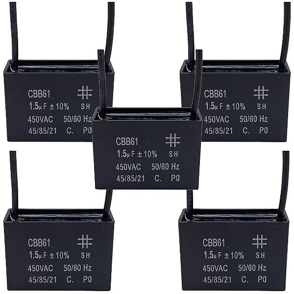 KIT 05 CAPACITOR POLIPROPILENO 1,5X450V QUADRADO CBB61