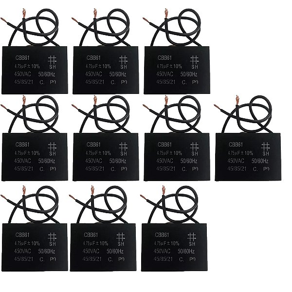 KIT 10 CAPACITOR POLIPROPILENO 4,75X450V - QUADRADO CBB61