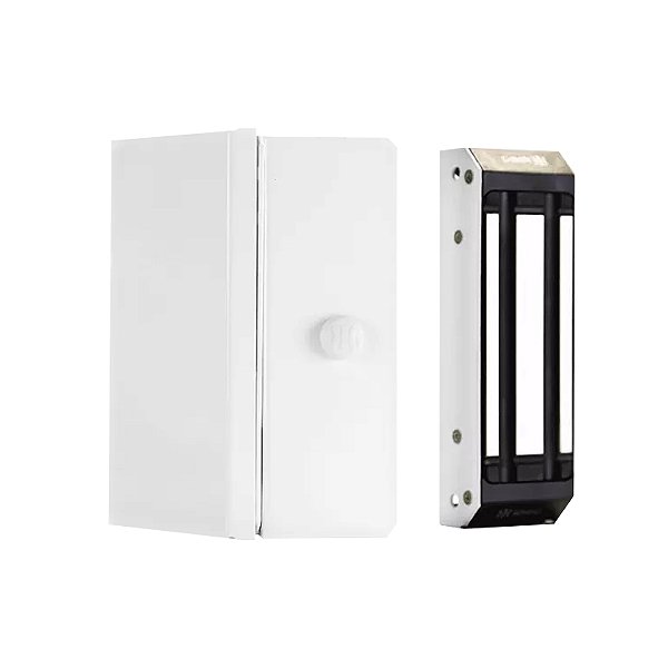 FECHADURA ELETROIMA 12V M150 BRANCA COM SENSOR ECO IPEC