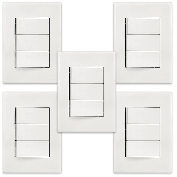 5 CONJUNTOS 3 INTER SIMPLES 10A-250V 4X2 BR SLEEK MARGIRIUS