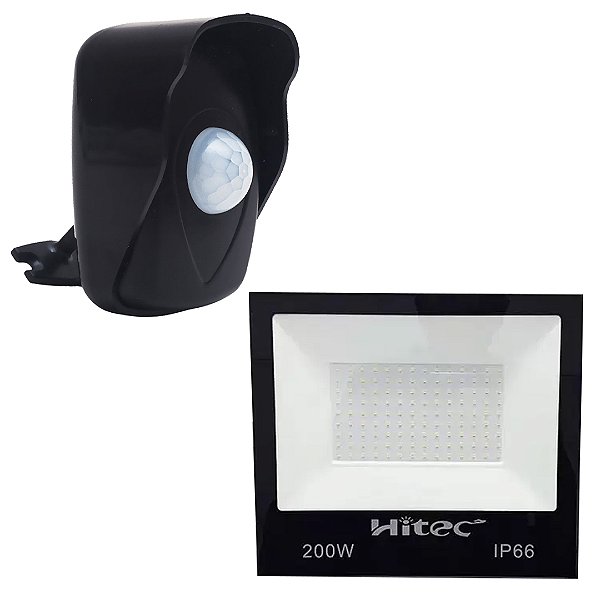 KIT SENSOR DE PRESENCA 180°QA26M  EXTERNA PT + REFLETOR 200W