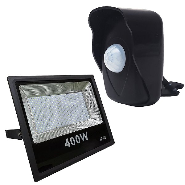 KIT SENSOR DE PRESENCA 180°QA26M  EXTERNA PT + REFLETOR 400W