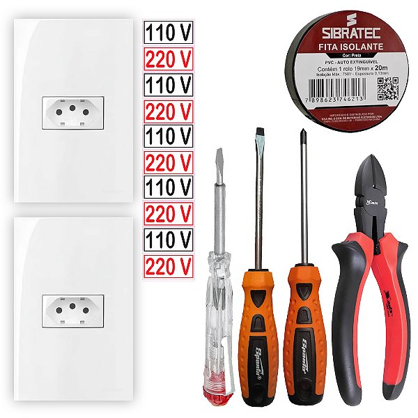 KIT 2 CONJUNTO 1 TOMADA 2P T 20A SLEEK + KIT INSTALAÇÂO