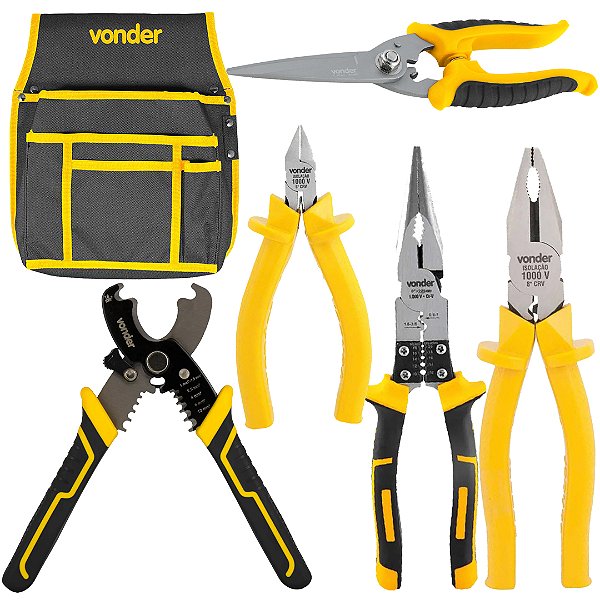 KIT PROFISSINAL VONDER ALICATES, PORTA FERRAMENTAS E TESOURA