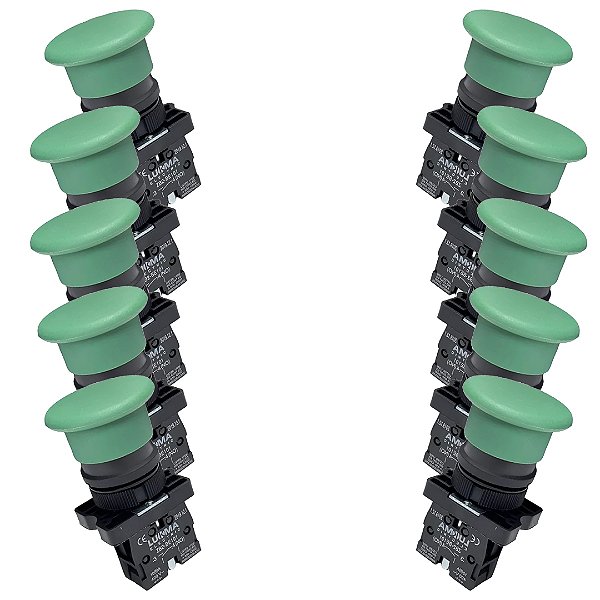 KIT 10 BOTÃO EMERG PLAST LK2-EC31 SEM TRAVA VD 1NA LUKMA