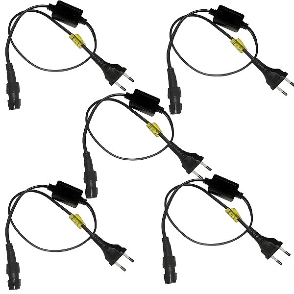 KIT 05 RABICHO MANGUEIRA REDONDA LED PRETO BIVOLT