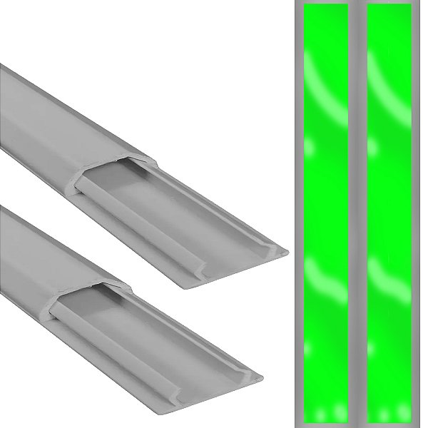 KIT 2 CANALETAS DE PISO 50X20 2MTS +DUPLA FACE CINZA ELESYS
