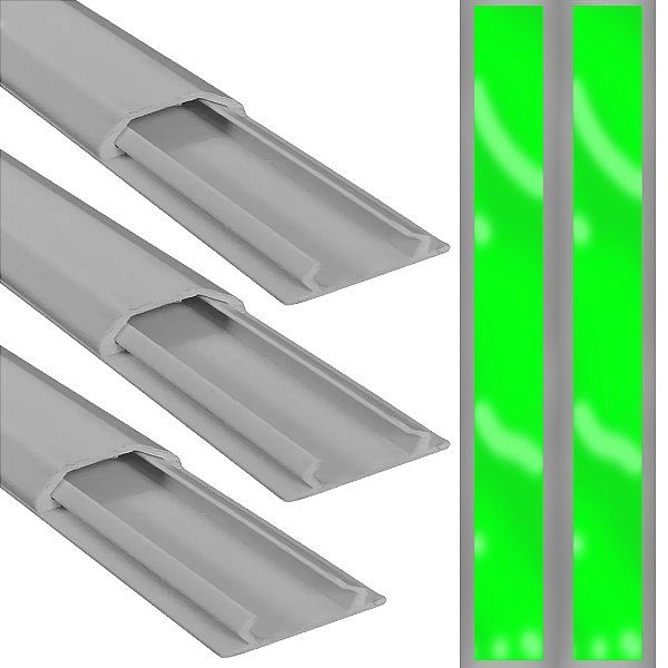 KIT 3 CANALETAS DE PISO 50X20 2MTS +DUPLA FACE CINZA ELESYS