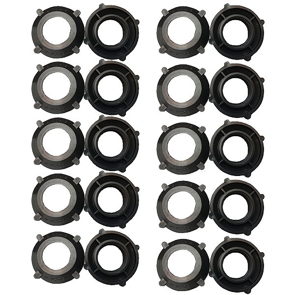 KIT 10 ARRUELA / BUCHA PVC 2´´ 1.1/4" PRETO