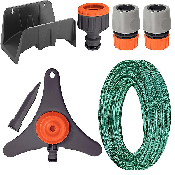 KIT IRRIGAÇÃO ASPERSOR ESTATICO + MANGUEIRA + ACESSÓRIOS