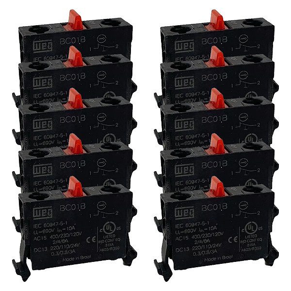 KIT 10 BLOCO CONTATO AUX. BC01B 1NF (B) WEG
