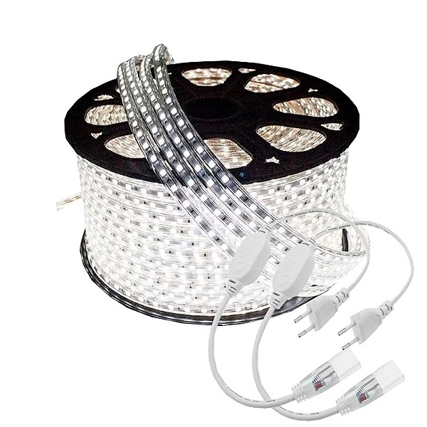 MANGUEIRA LED ACHATADA BRANCO FRIO 100M 127V