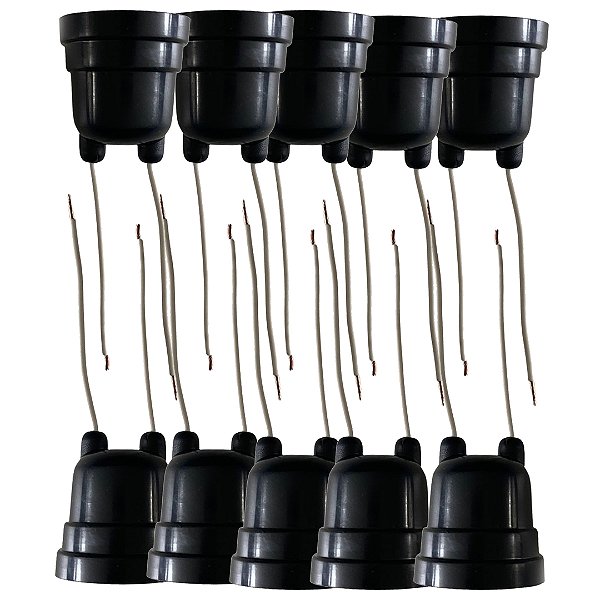 KIT 10 SOQUETE C/ RABICHO E-27 PRETO