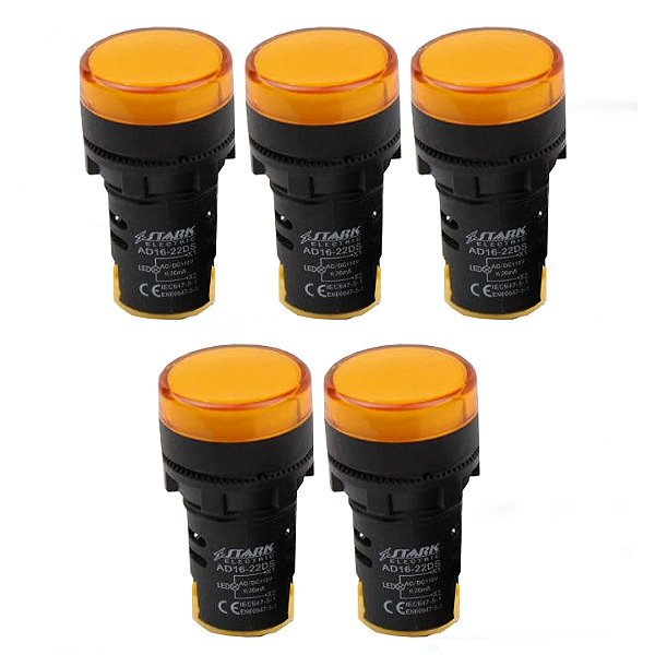 KIT 5 SINALEIRO LED 22MM 24V AMARELO STARK