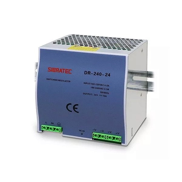 FONTE CHAVEADA TRILHO DIN 110/220V - 24V - 240W-24V - DR-240- 10A