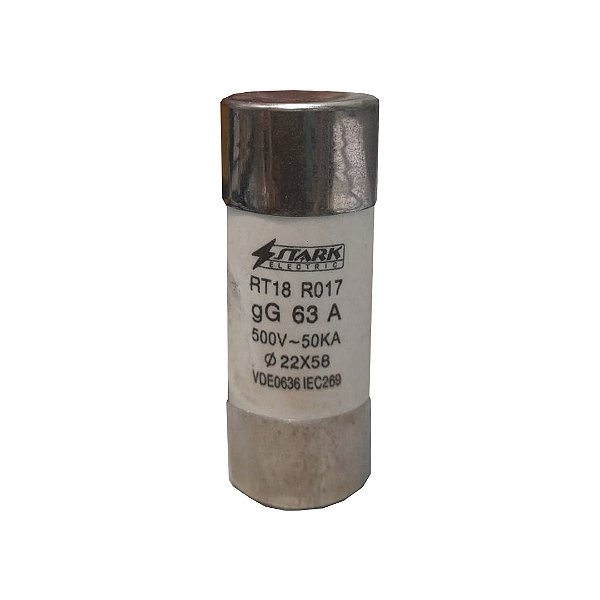 FUSIVEL CARTUCHO RT18 R017 GG 63A 500V-50KA 22X58 STARK
