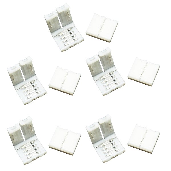 KIT 5 CONECTOR EMENDA RÁPIDA 10MM 4 VIAS FITA LED RGB 5050