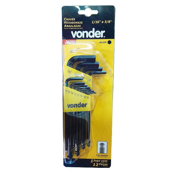 CHAVE ALLEN  POLEGADAS JG(B) 1/16A3/8" 12PC ABAUL VONDER