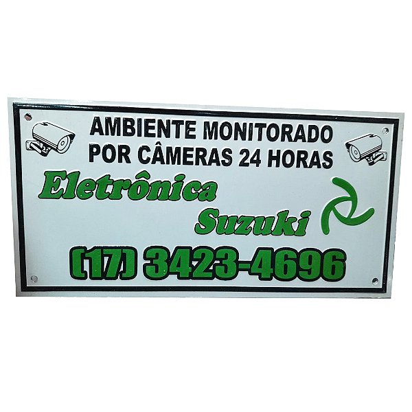 PLACA ALERTA ALUMINIO P/CAMERA 3 RELEVO 200X100