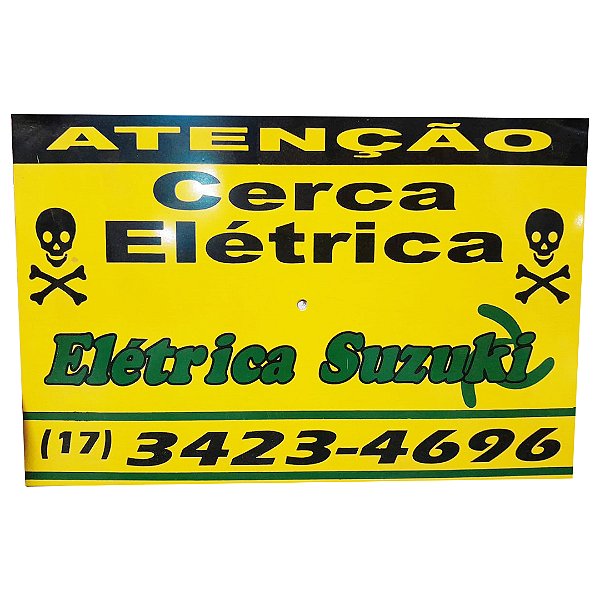 PLACA ALERTA P/ CERCA ELETRICA S/RELEVO 180X111