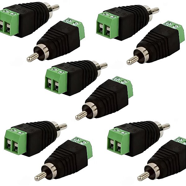 KIT 10 PLUG RCA MACHO C/ BORNE LUATEK