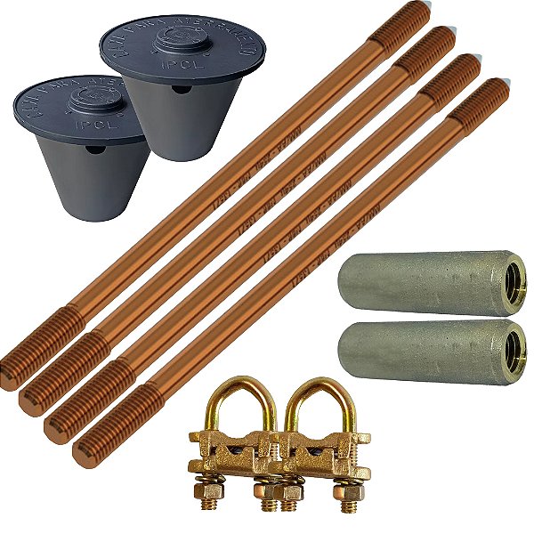 KIT 04 HAST ALTA CAMADA ATERRAMENTO 5/8 PROLONG + 2LUVA+2GTDU+2CAIXA