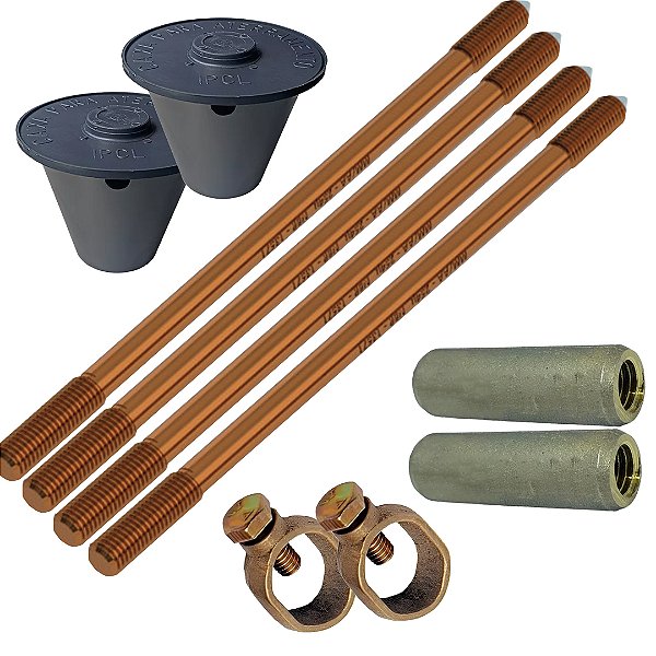 KIT 04 HAST ALTA CAMADA ATERRAMENTO 5/8 PROLONG + 2LUVA+2GRAMP+2CAIXA