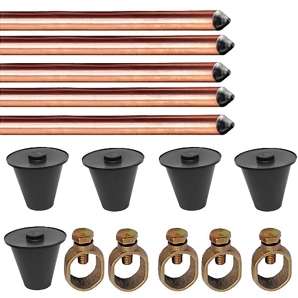 Kit Haste Aterr Cobre - 1/2 X 2,0mts 10mm + Conector + Caixa