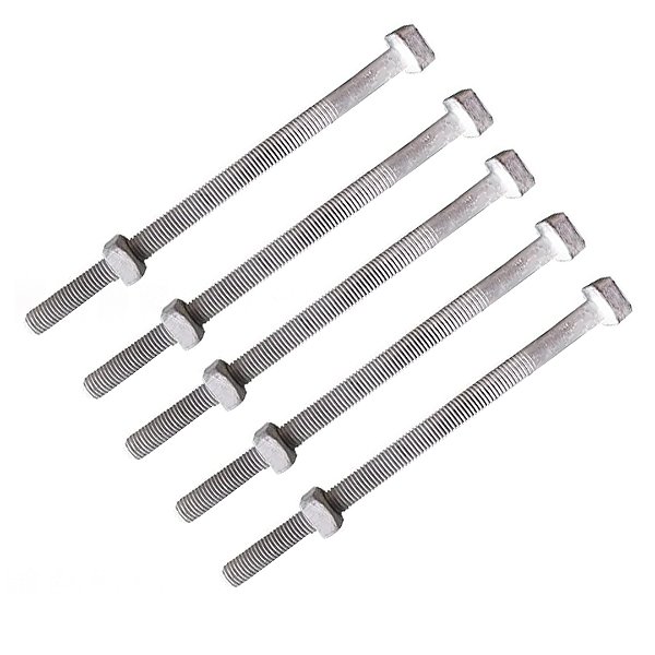 KIT 5 PARAFUSO GALV FOGO POSTE PADRAO 12X250MM 1/2X10" M12