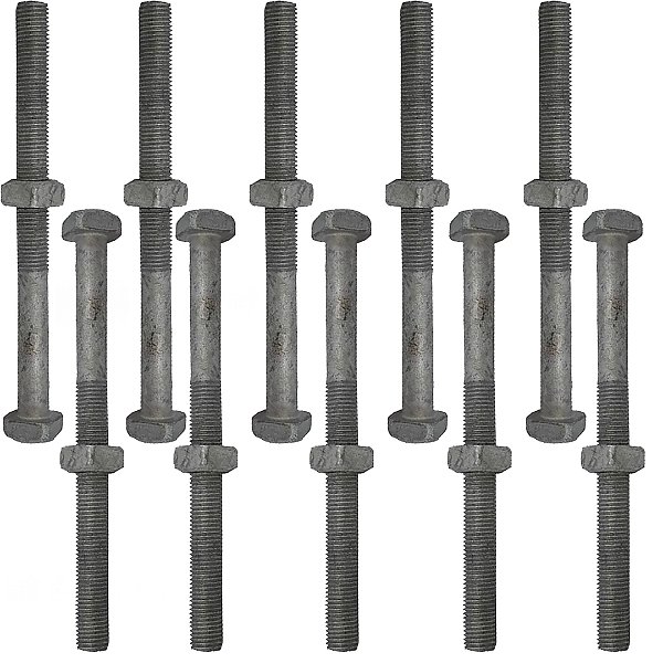KIT 10 PARAFUSO GALV FOGO POSTE PADRAO 16X200MM 5/8X8" M16