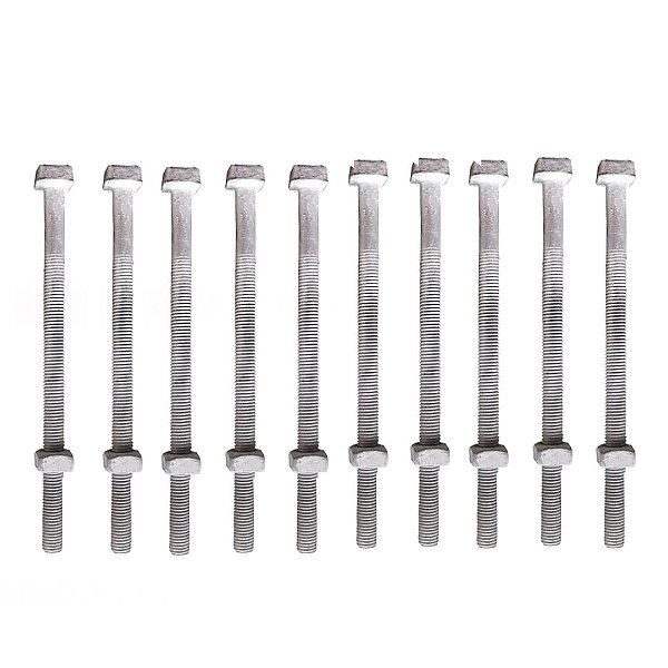 KIT 10 PARAFUSO GALV FOGO POSTE PADRAO 12X200MM 1/2X8" M12
