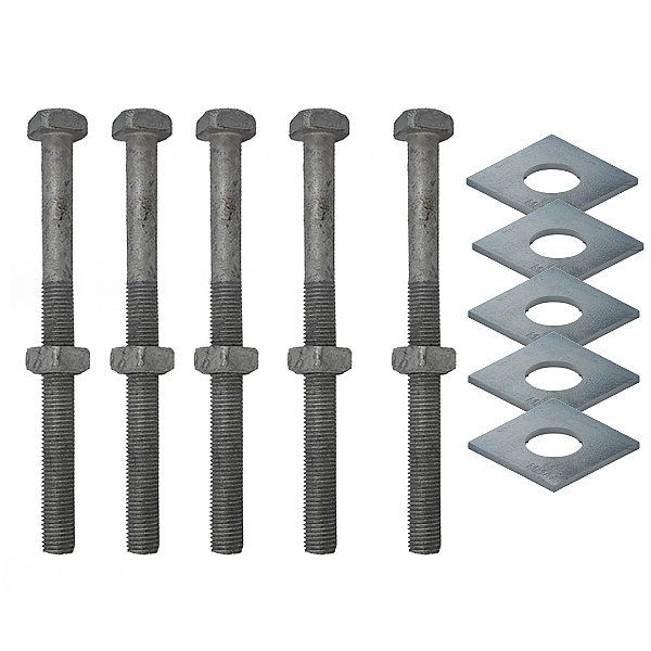 KIT 05 PARAFUSO GALV FOGO POSTE PADRAO 16X200MM 5/8X8" M16