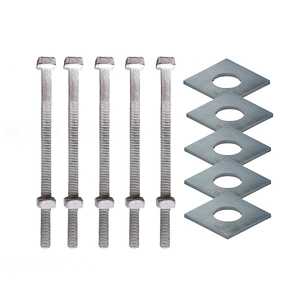 KIT 05 PARAFUSO GALV FOGO POSTE PADRAO 12X200MM 1/2X8" M12